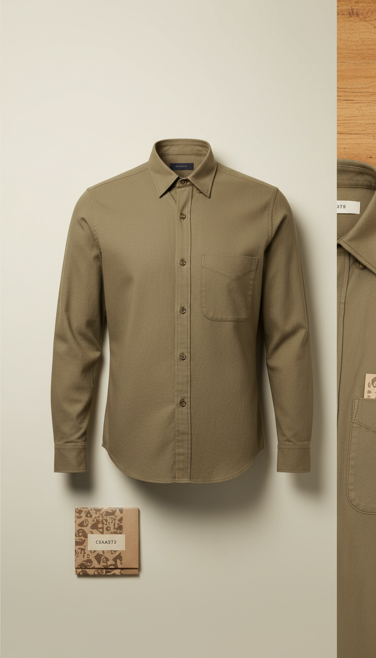 Heritage khaki cotton shirt classic fit