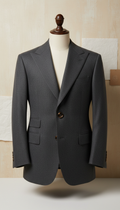 Charcoal wool suit with horn buttons