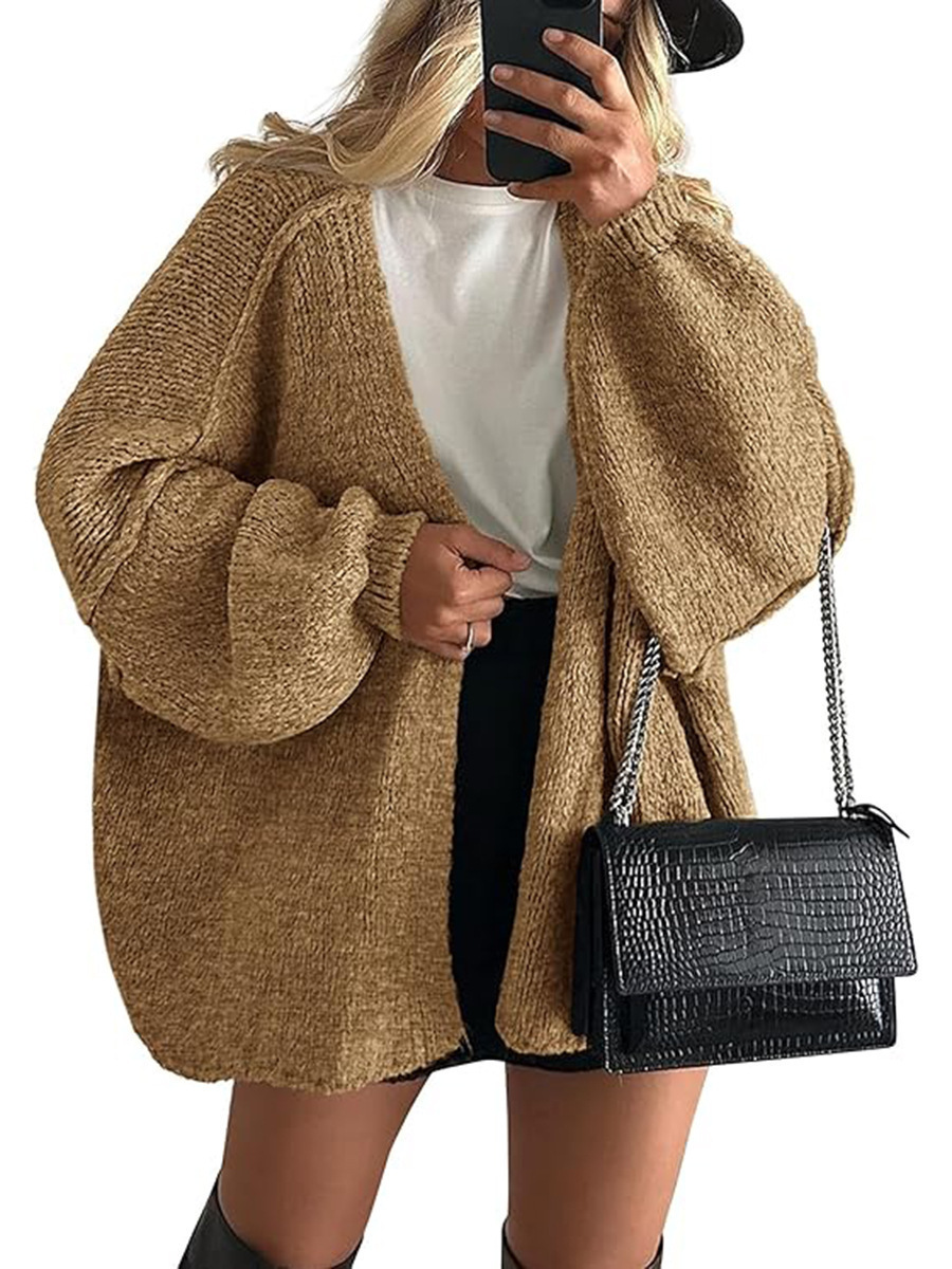 Oversized Batwing Sleeve Knit Cardigan for Women, Open Front Loose Chunky Knit Sweater Coat 13 Colors