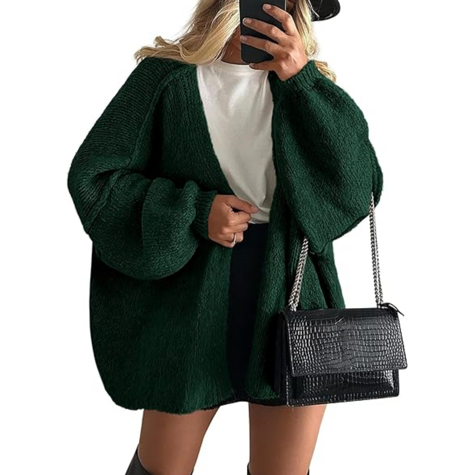 Oversized Batwing Sleeve Knit Cardigan for Women, Open Front Loose Chunky Knit Sweater Coat 13 Colors