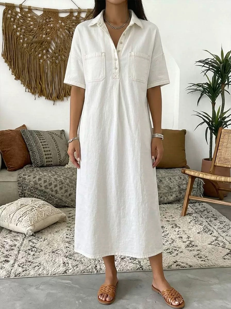 👗 50% OFF NOW! 👖 Casual Pocket Denim Midi Shirt Dress🌸
